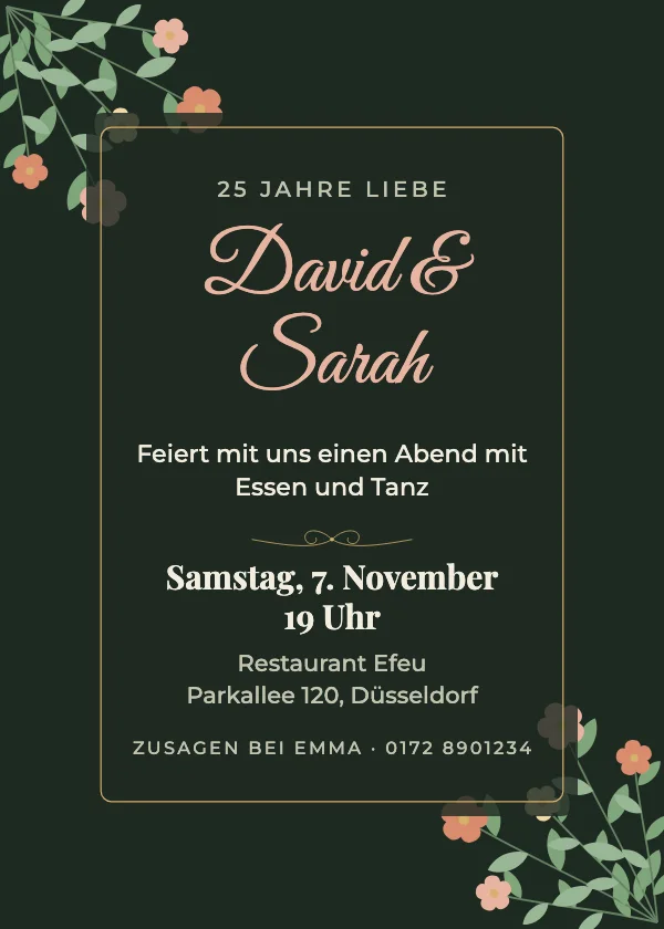 Einladung zum Hochzeitstag Dunkle Botanik