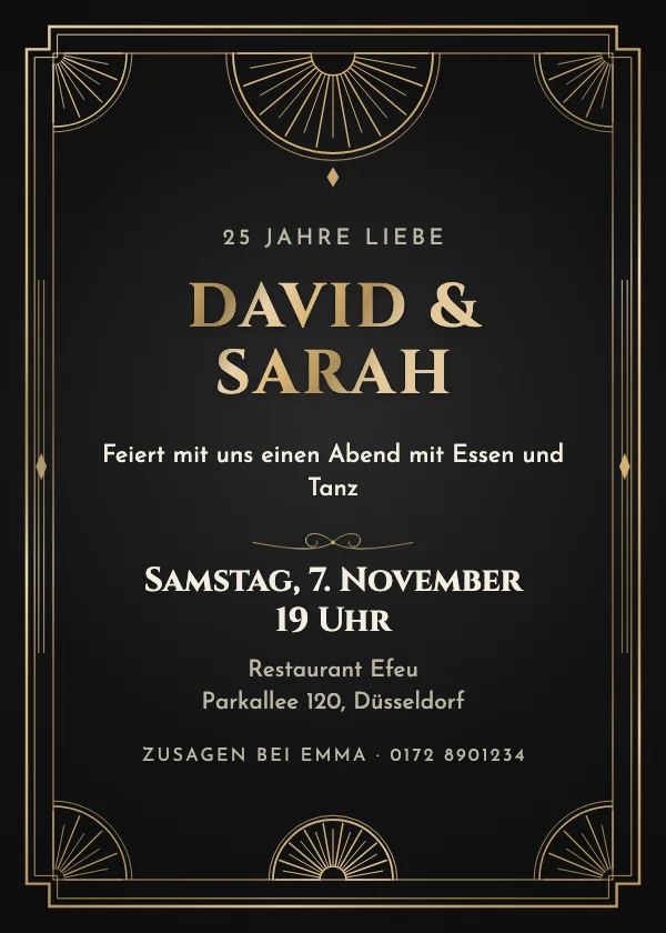 Einladung zum Hochzeitstag Grand Art déco