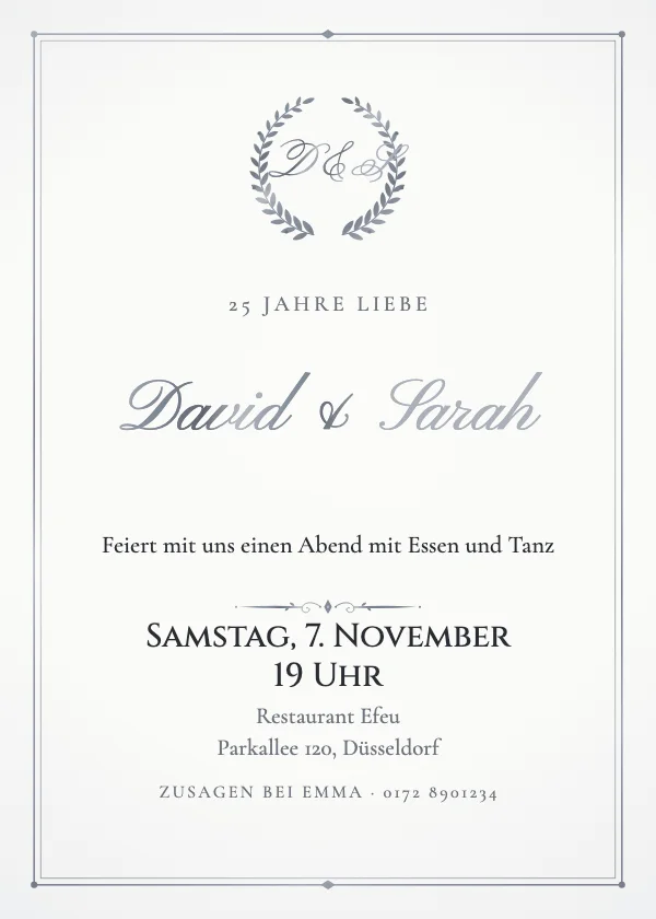 Einladung zum Hochzeitstag Silberhochzeit