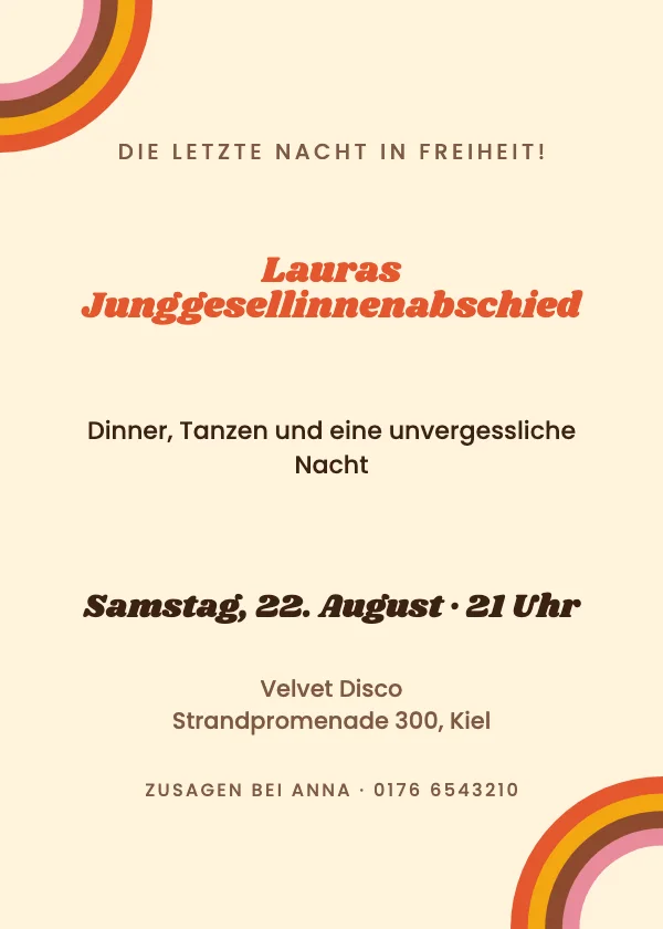 JGA-Einladung 70er Groovy