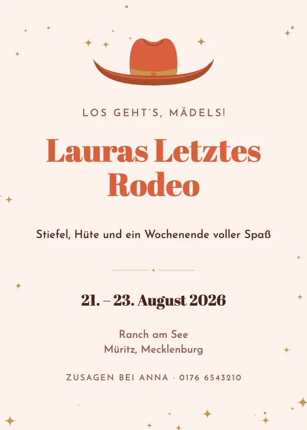JGA-Einladung Letztes Rodeo