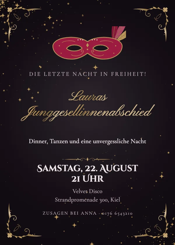JGA-Einladung Maskerade