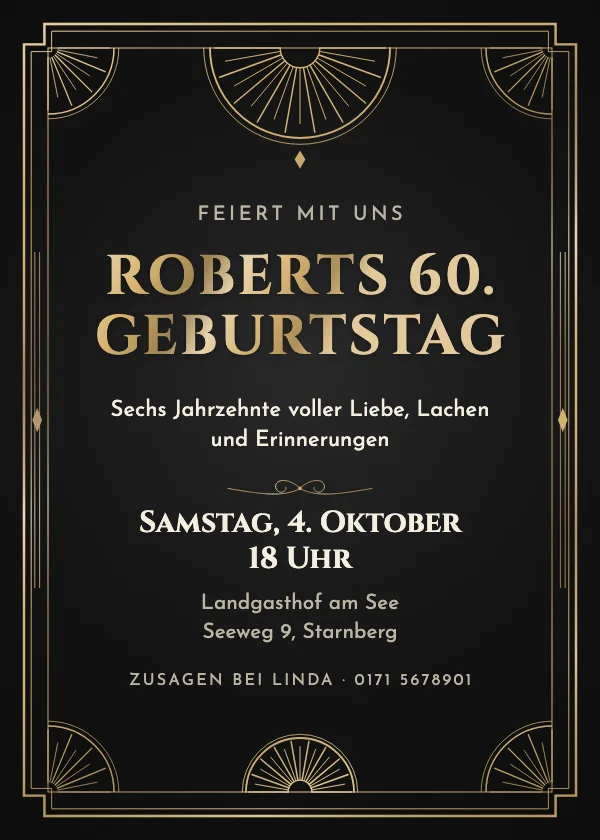 Geburtstagseinladung Black-Tie-Gala
