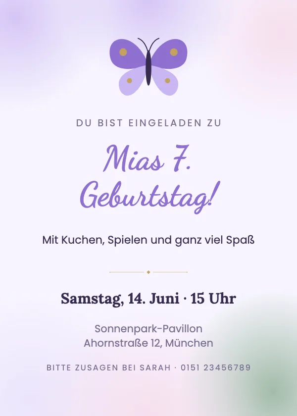 Geburtstagseinladung Schmetterlingsgarten
