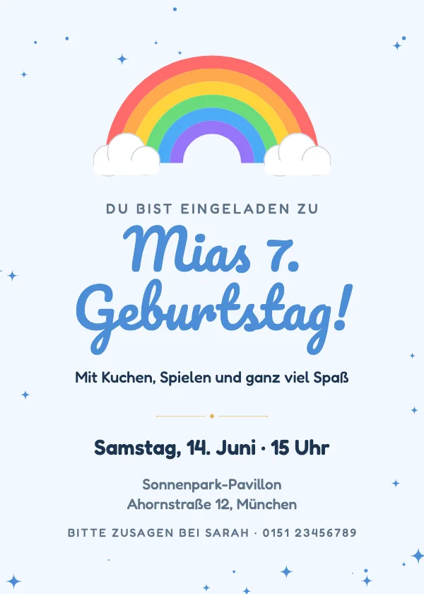 Geburtstagseinladung Regenbogen