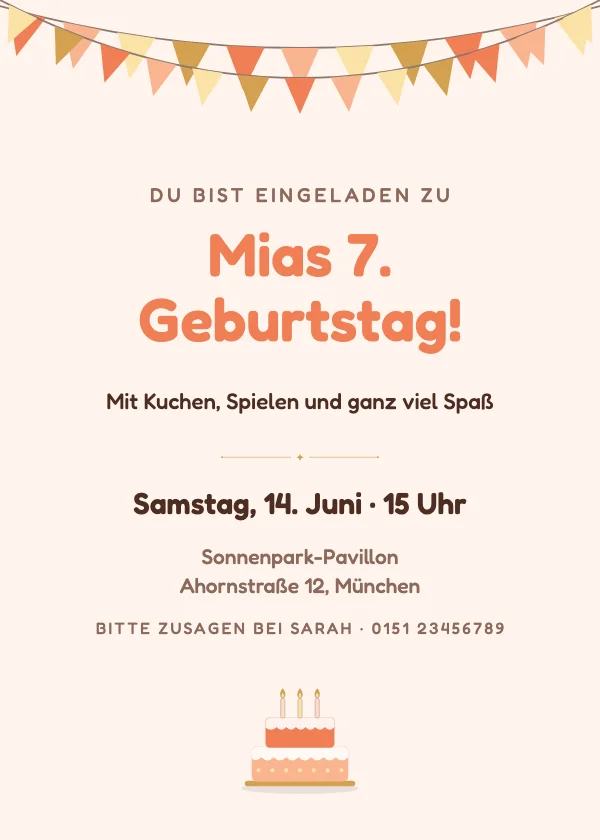 Geburtstagseinladung Wimpelkette