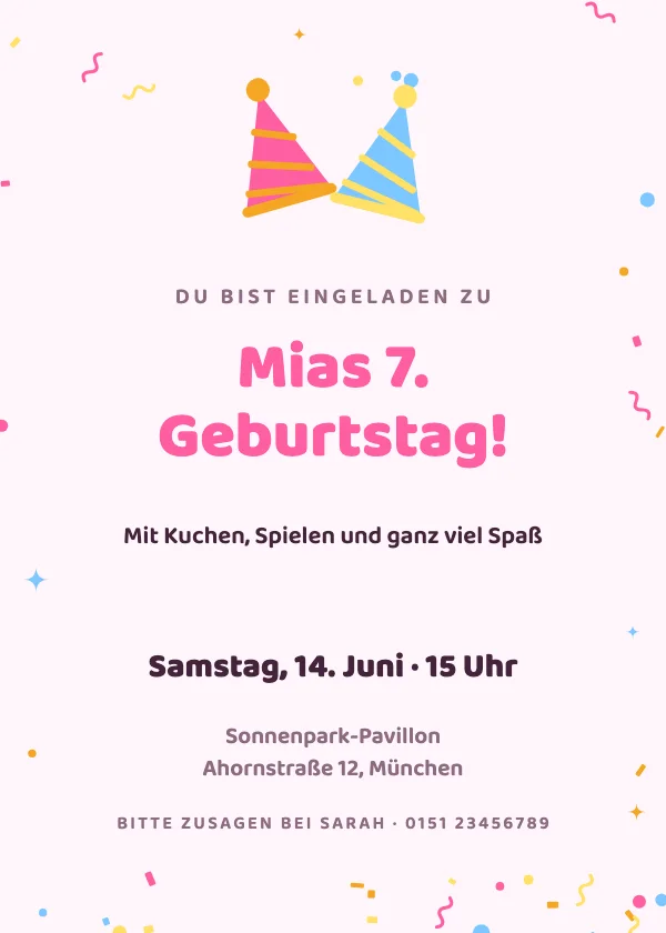 Geburtstagseinladung Partyhüte