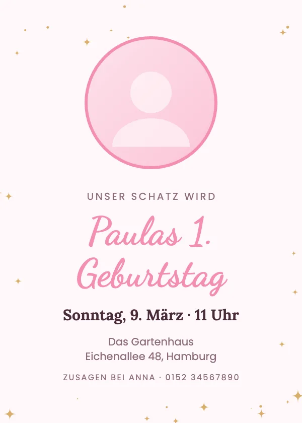 Geburtstagseinladung 1. Geburtstag mit Foto