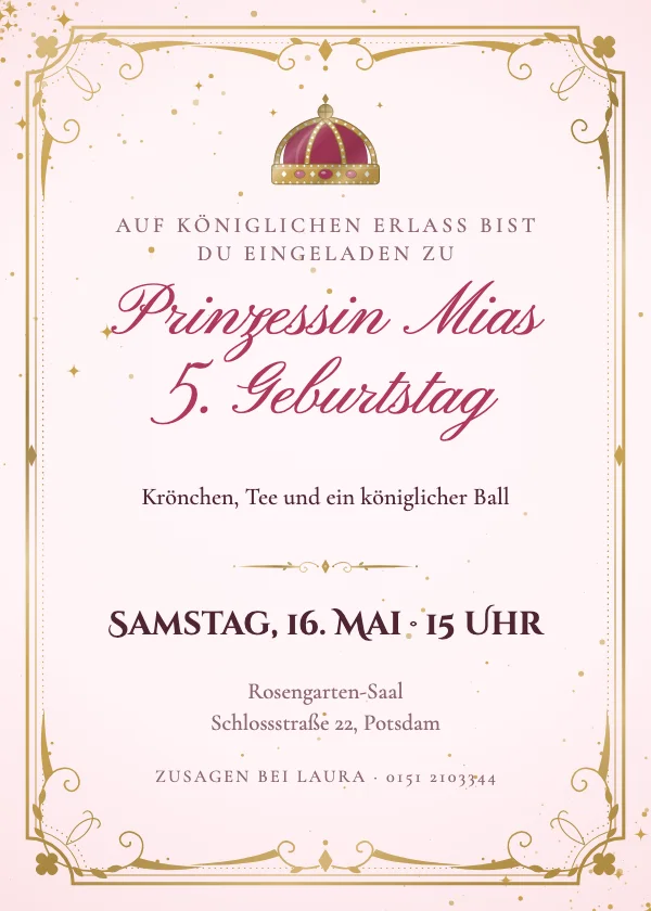 Geburtstagseinladung Königliche Prinzessin
