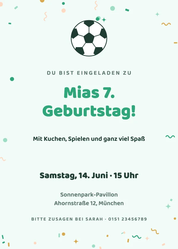 Geburtstagseinladung Fußballstar