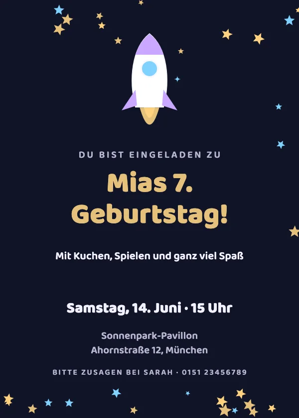 Geburtstagseinladung Weltraumrakete