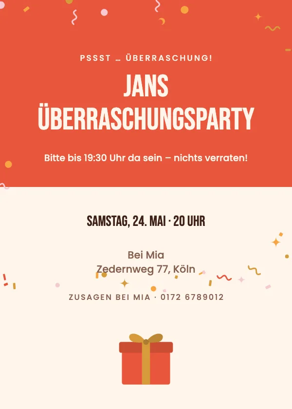 Geburtstagseinladung Überraschungsparty