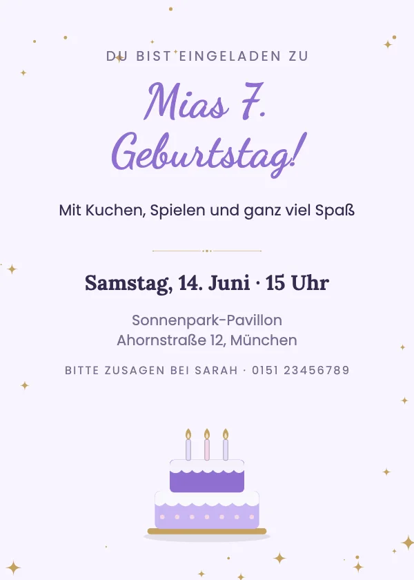 Geburtstagseinladung Süßer Kuchen