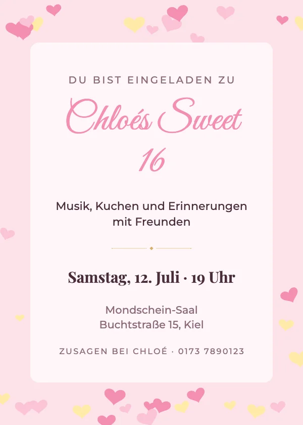 Geburtstagseinladung Sweet Sixteen