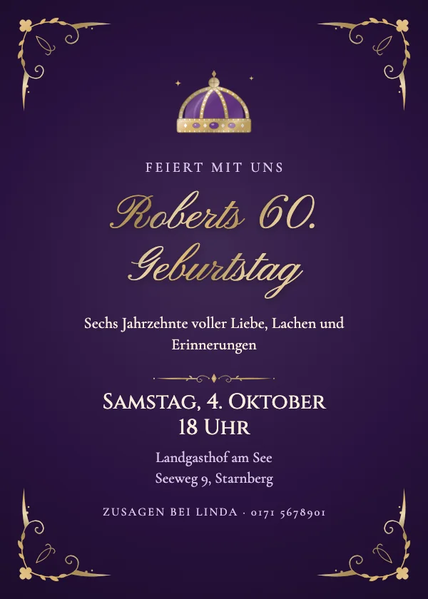 Geburtstagseinladung Samtkrone