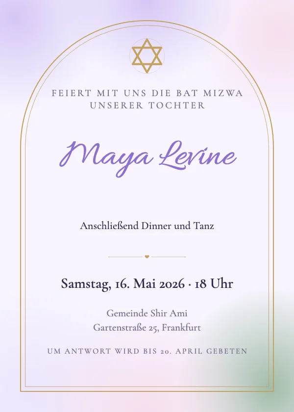 Bar-Mizwa-Einladung Blütenbogen