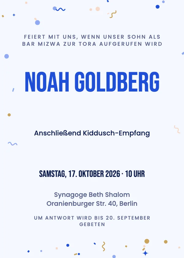 Bar-Mizwa-Einladung Modern & kräftig