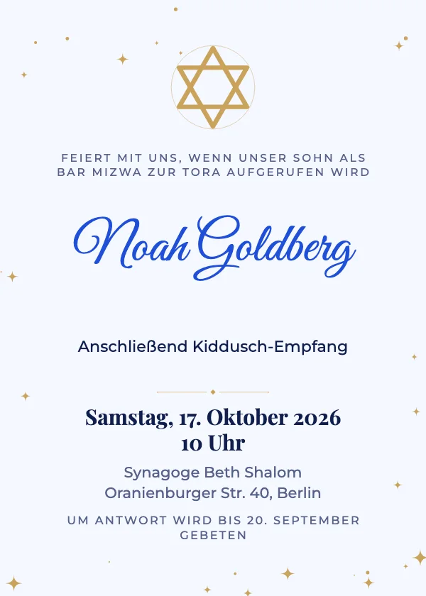 Bar-Mizwa-Einladung Davidstern