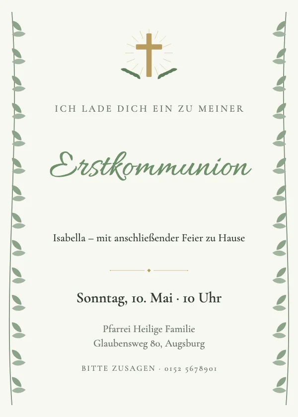 Taufeinladung Kommunion Grün