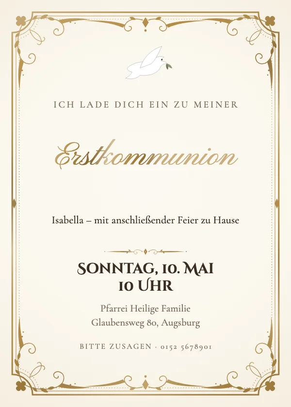 Taufeinladung Goldrahmen