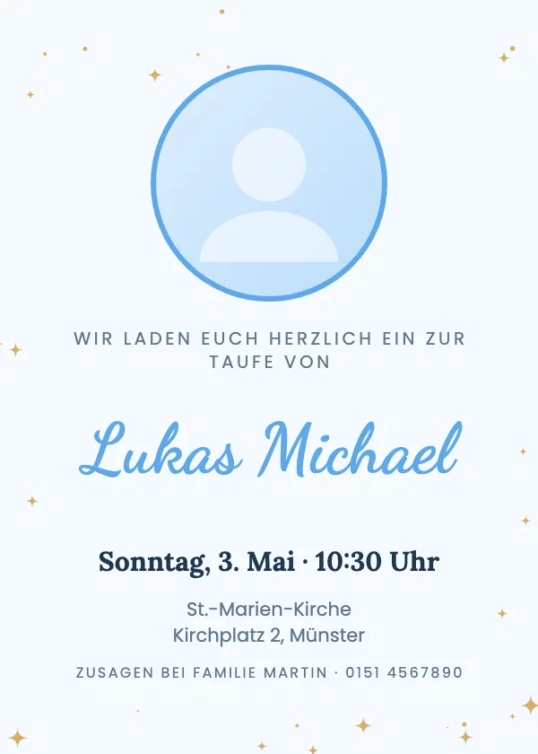 Taufeinladung Taufe mit Foto
