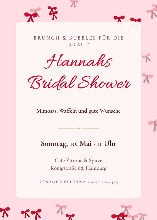 Bridal-Shower-Einladung Coquette-Schleifen