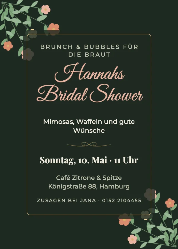 Bridal-Shower-Einladung Dunkle Botanik