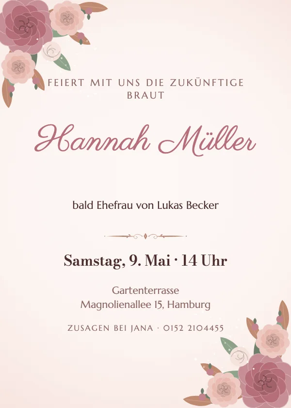 Bridal-Shower-Einladung Luxus-Pfingstrosen