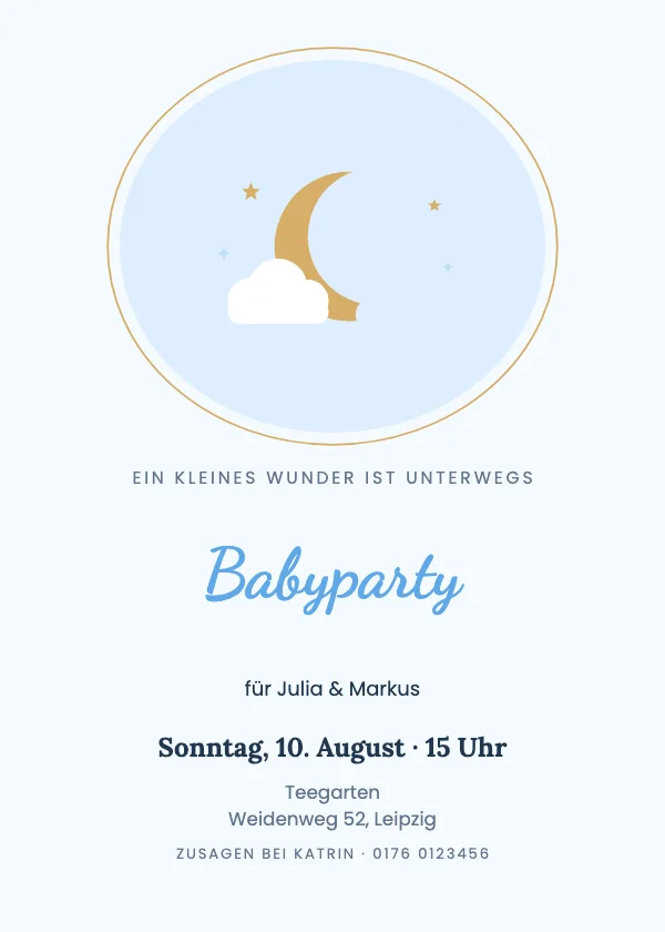 Babyparty-Einladung Mond im Oval