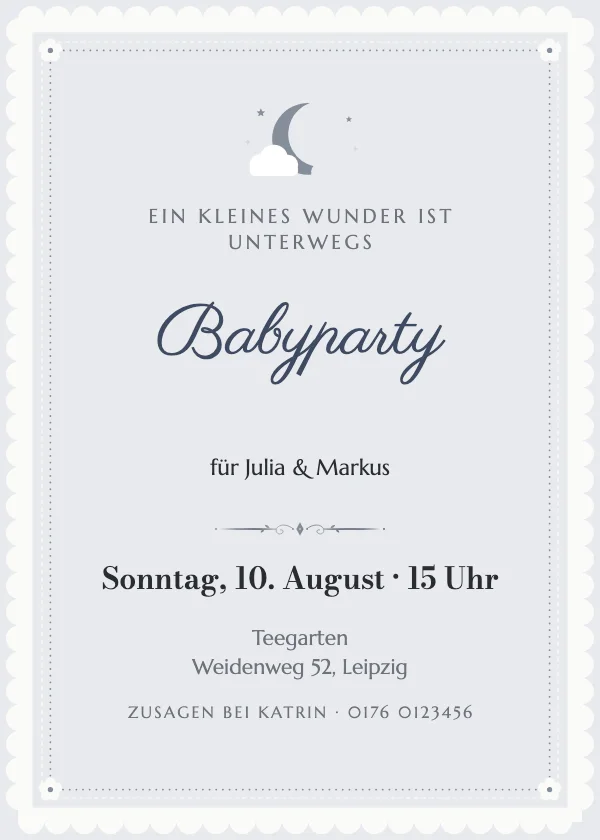 Babyparty-Einladung Perlenspitze