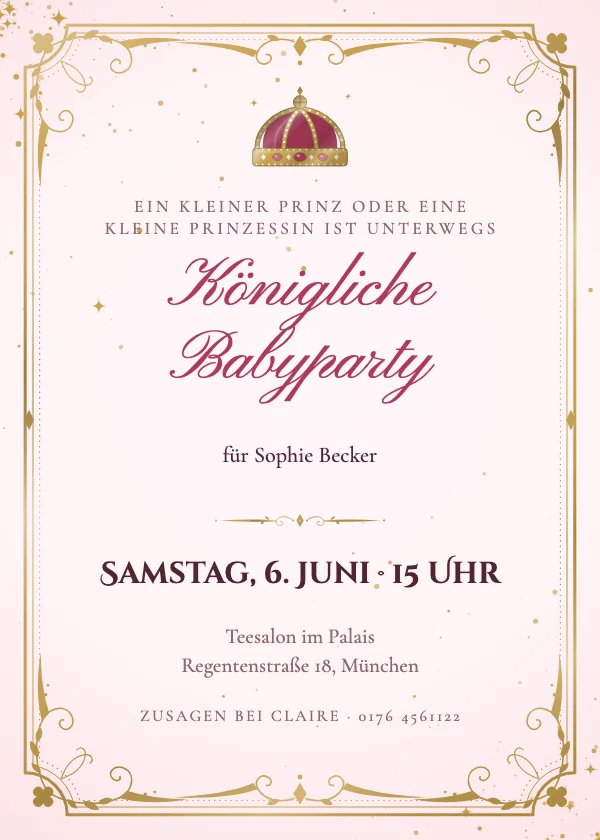 Babyparty-Einladung Königliche Prinzessin