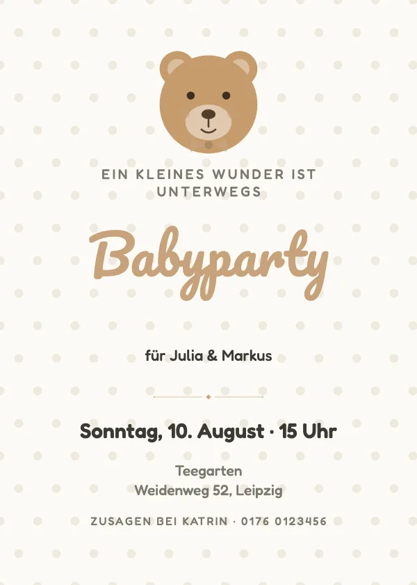 Babyparty-Einladung Teddybär