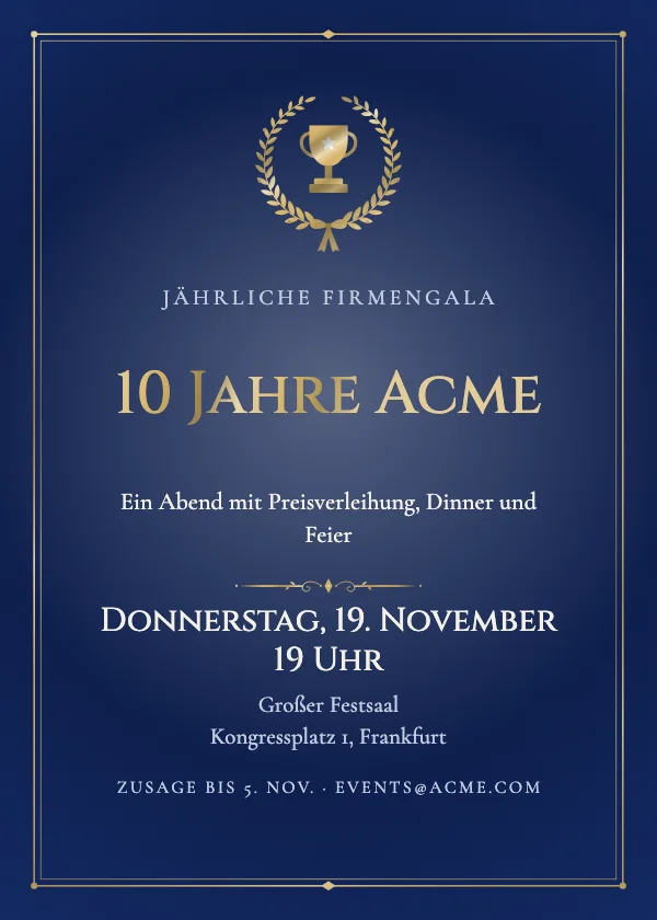 Event-Einladung Lorbeer-Ehrung