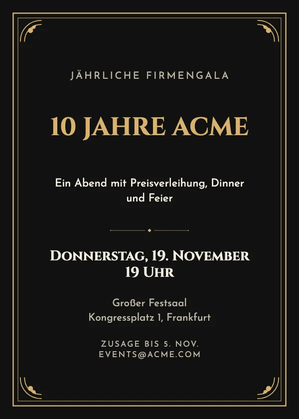 Event-Einladung Black-Tie-Gala
