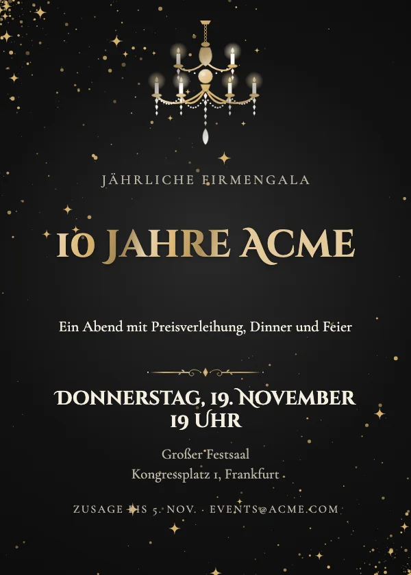 Event-Einladung Kronleuchter-Ballsaal