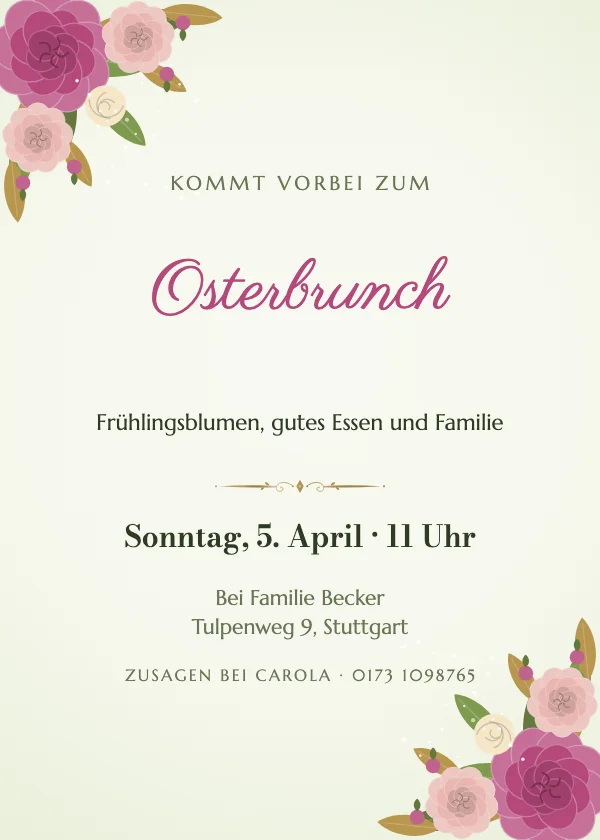 Ostereinladung Luxus-Pfingstrosen