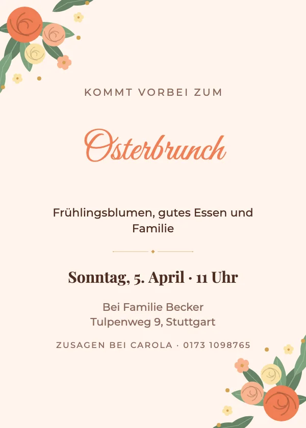 Ostereinladung Frühlingsblüten