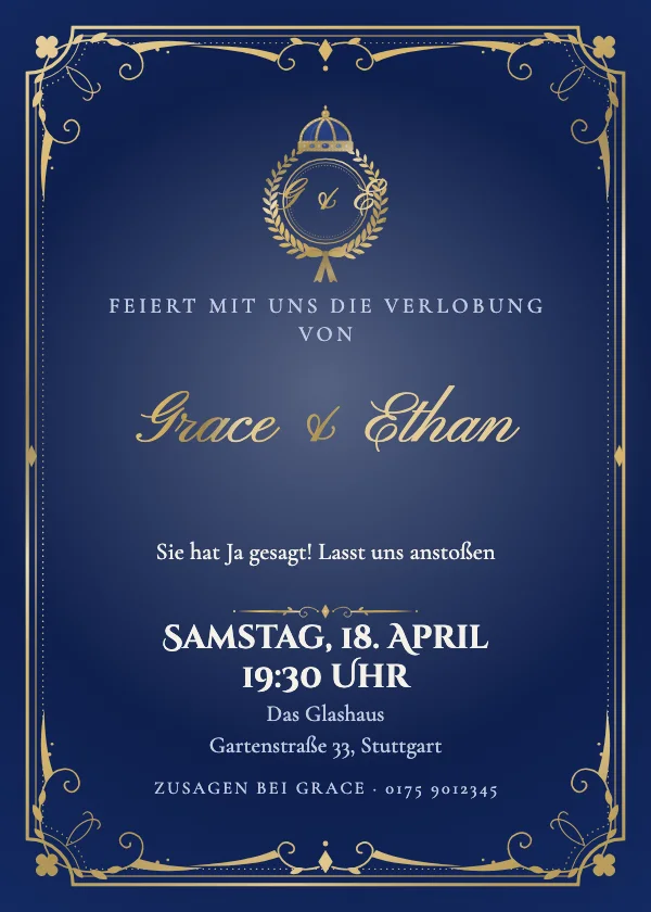 Verlobungseinladung Königliches Wappen