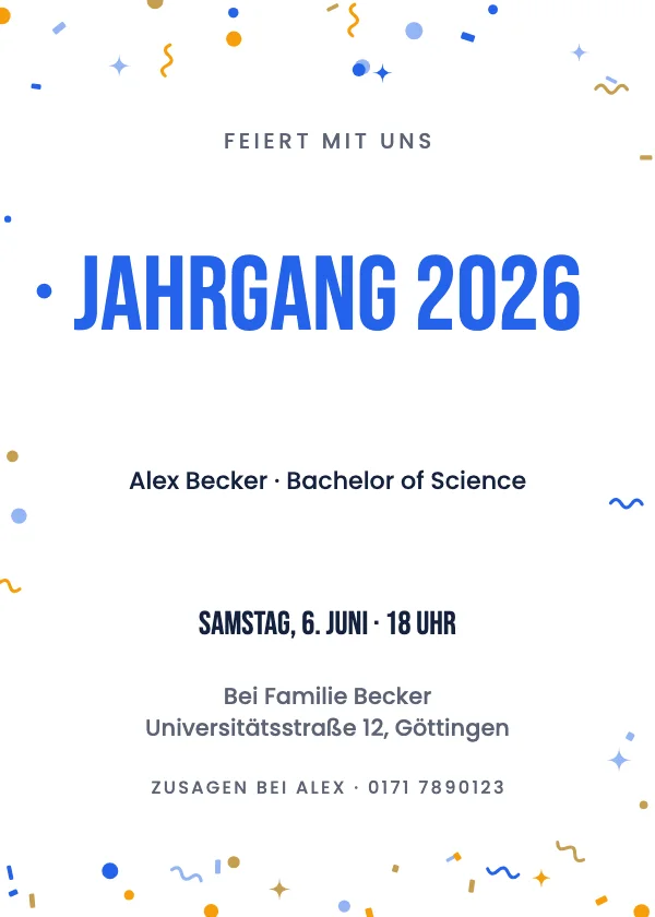 Einladung zur Abschlussfeier Jahrgang kräftig