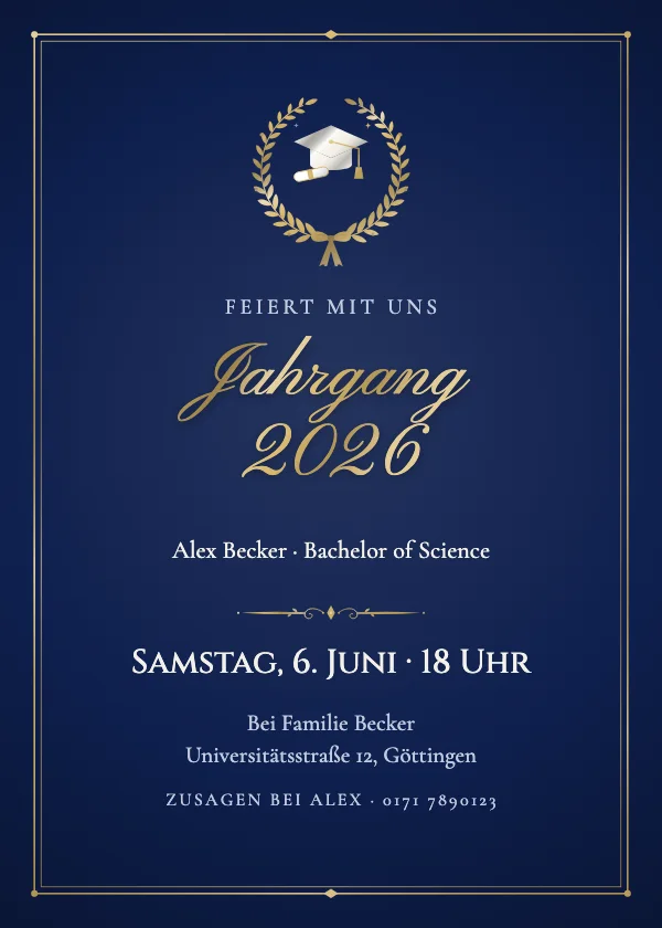 Einladung zur Abschlussfeier Lorbeer-Ehrung