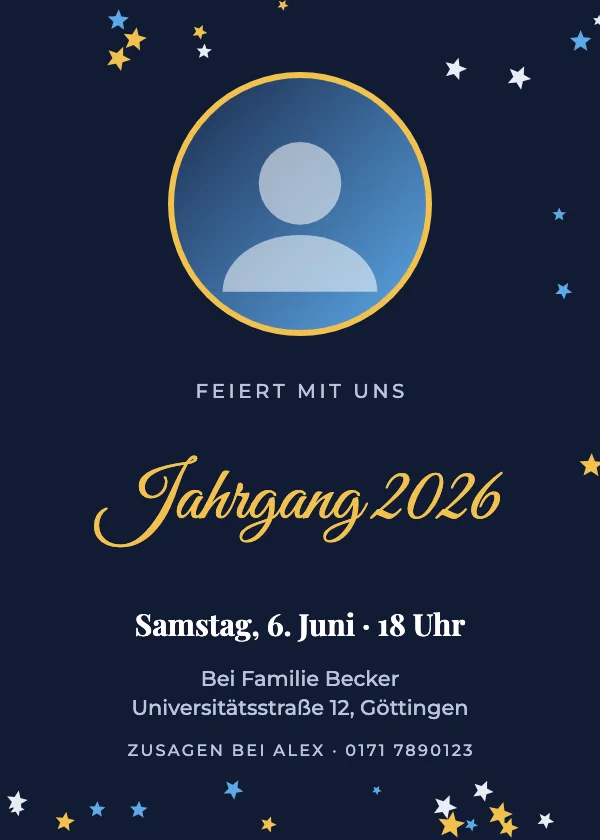 Einladung zur Abschlussfeier Absolvent mit Foto