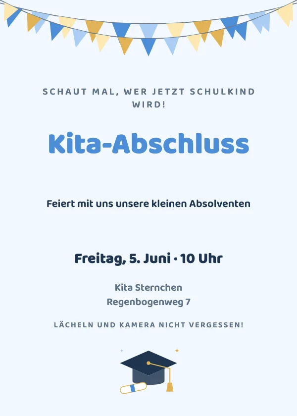 Einladung zur Abschlussfeier Kita-Abschluss