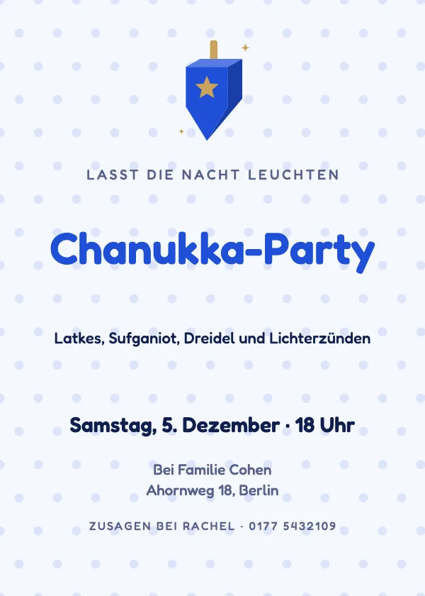 Chanukka-Einladung Dreidel-Spaß