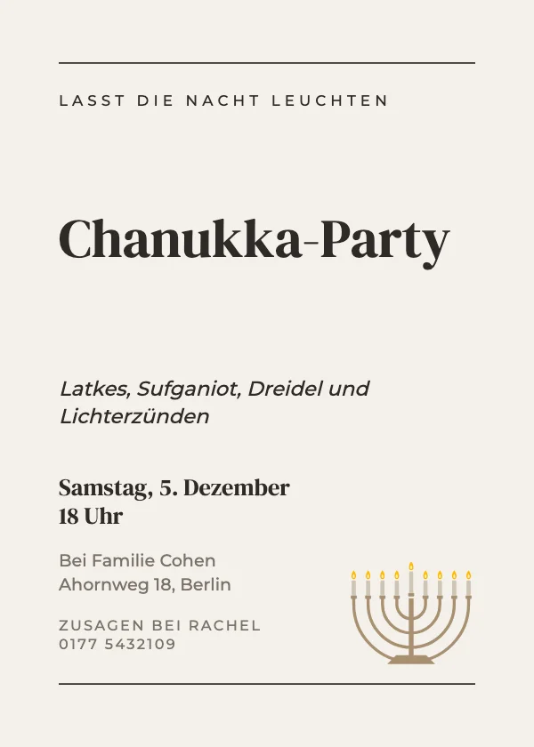 Chanukka-Einladung Editorial