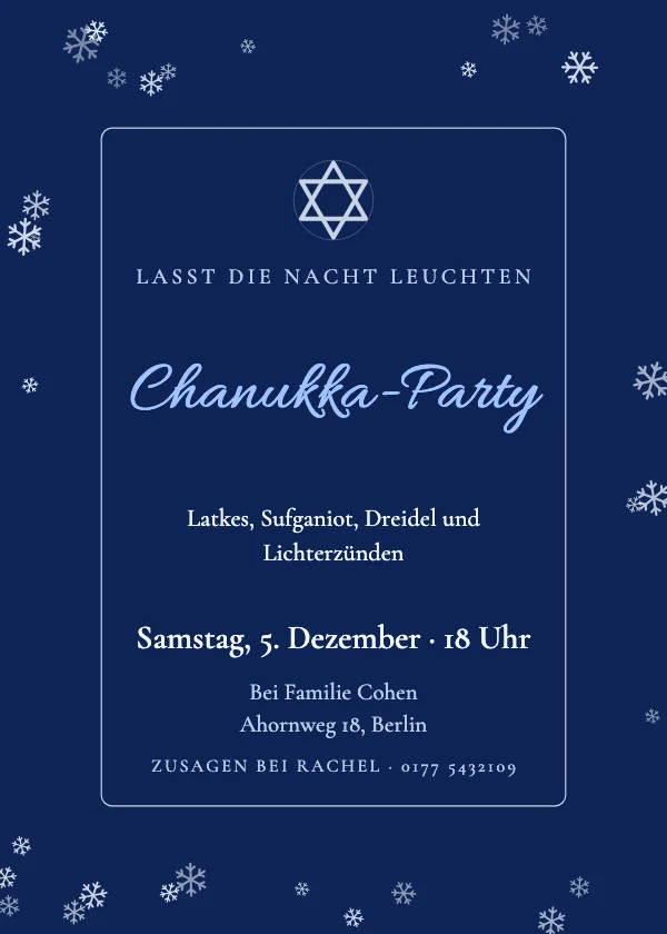 Chanukka-Einladung Lichterfest