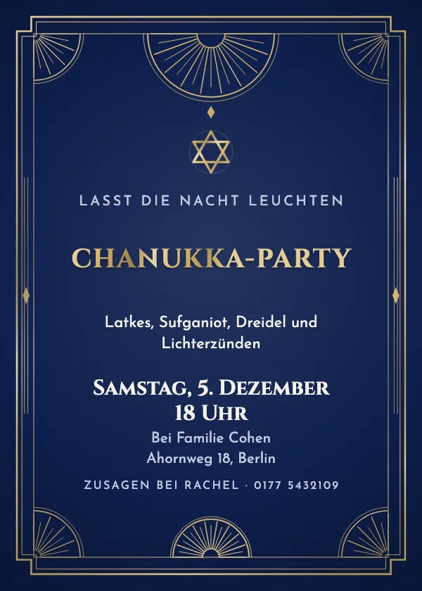 Chanukka-Einladung Grand Art déco