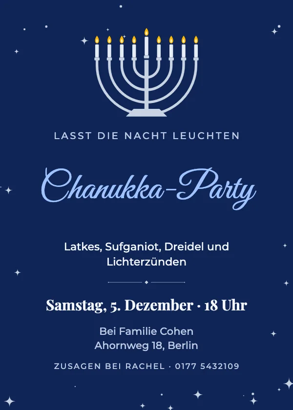 Chanukka-Einladung Leuchtende Menora