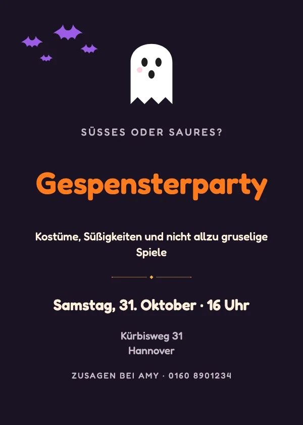 Halloween-Einladung Kleines Gespenst