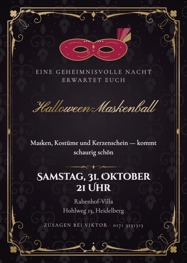 Halloween-Einladung Maskerade