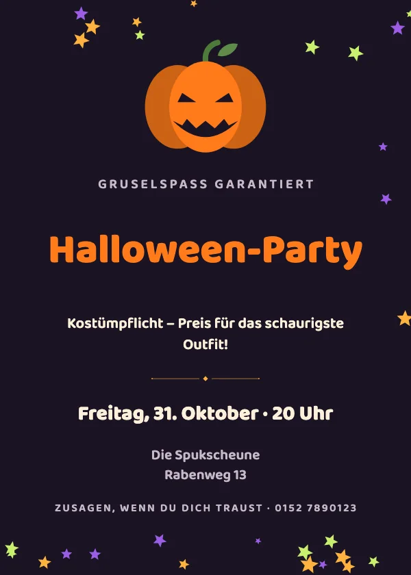 Halloween-Einladung Kürbis
